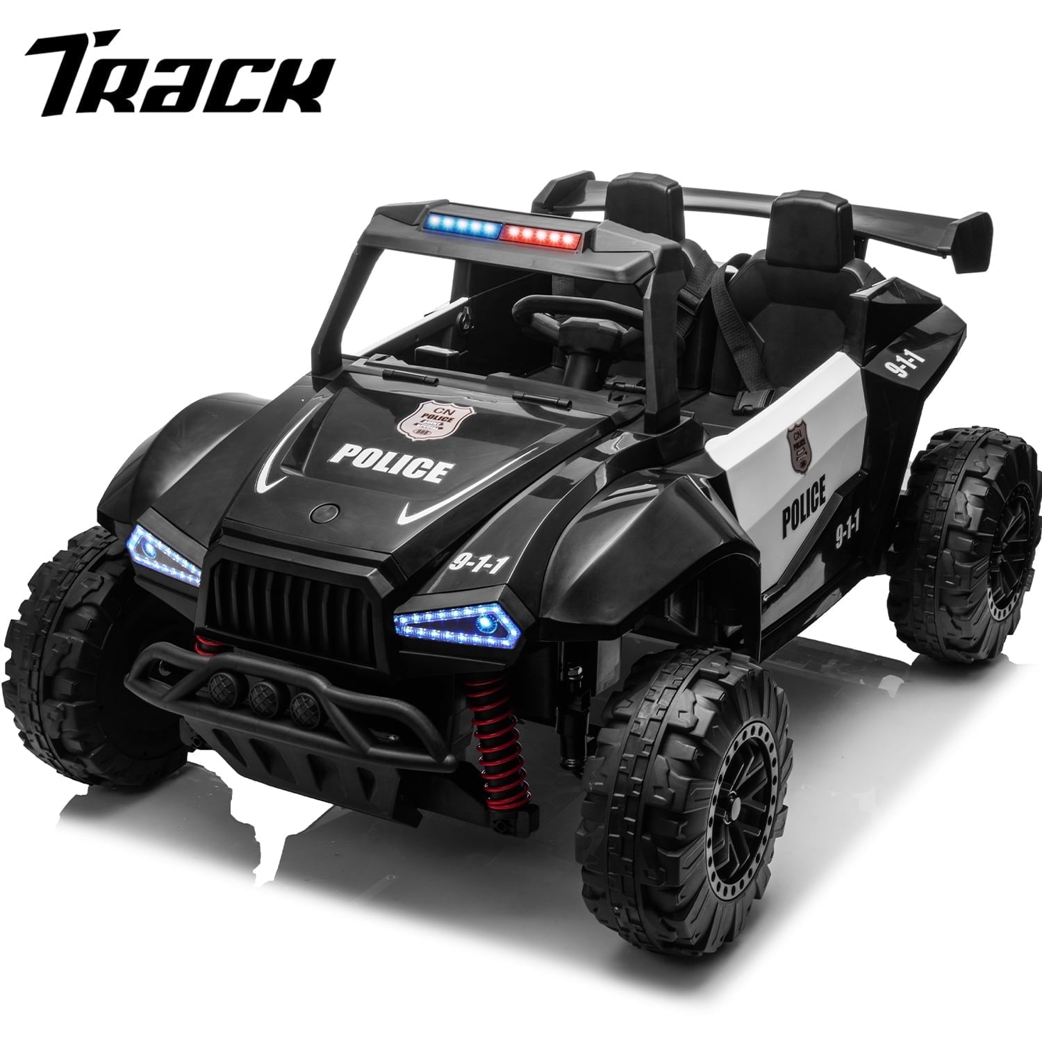 Track 7 24V 2-Seater Ride on Car, Kids Electric Car with Remote Control, 20.4" Extra Width Seat, Bluetooth, Power Display, 24V Ride on Truck for Boys Girls Age 3+, Max Speed 6.21 mph, Black