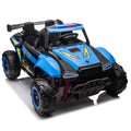Track 7 24V Kids Ride On Car, 2-Seater Kids Ride On Police Car, 4-Wheel Suspension, with Megaphone, Walkie Talkie, Power Display, Bluetooth, Music, LED Lights for Kids Age 3+, Blue