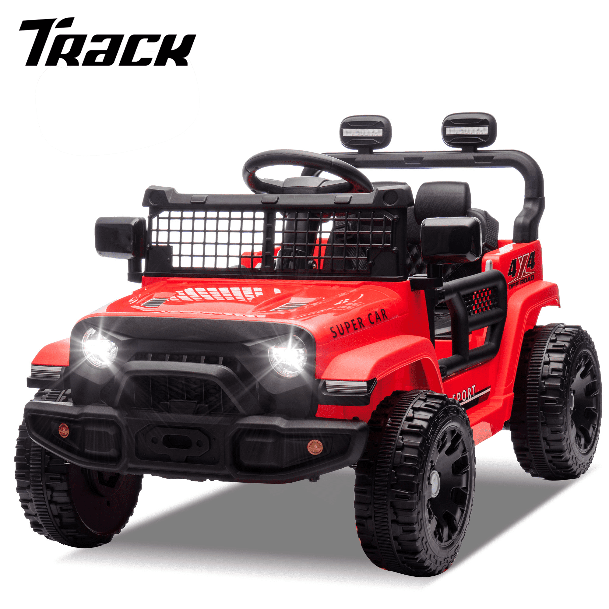 Track 7 24V Kids Ride-On Car with Remote Control, 2WD, Four-Wheel Suspension with Large Wheel Design, Power Display, Bluetooth, MP3 Player, LED Lights, and Speed Control for Ages 2-5, White