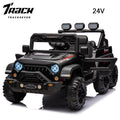 Track 7 24V Kids Ride on Pickup Truck, 4WD Ride on Car with Remote Control, Bluetooth, Rear Storage Box, LED Lights, 6- Wheels Electric Car for Boys Girls, Black