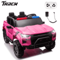 Track 7 24V Ride on Car, 2-Seater Kids Ride on Pickup Police Car with Remote Control, Bluetooth, 4 x 200W Motor Electric Car, 3 speeds, LED Lights, Spring Suspension, Pink