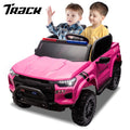 Track Seven 24V Ride on Car, 2-Seater Kids Ride on Pickup Police Car with Remote Control, Bluetooth, 4 x 200W Motor Electric Car, 3 speeds, LED Lights, Spring Suspension, Pink