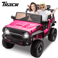 Track 7 24V Ride on Car, 2-Seater Ride on Truck, 400W Motors, 20" Width Seat, LED Lights, Music, Bluetooth, Remote Control, Electric Off-Road Truck Car for Boys Girls Age 3+, Pink