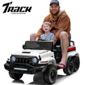 Track 7 24V Ride on Car, 4WD Electric Car for Boys Girls Age 3+, 6 Wheels Ride on Car with Remote Control, Music, Lights, Rocking Mode, Storage Box, White