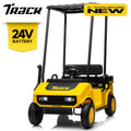 Track 7 24V Ride on Car, Electric Golf Cart with Ceiling, Ride on Truck with Remote Control, Music, Rear Storage Box, Electric Car for Boys Girls Age 3+, 18.5" Large Seat with Armrests, Yellow
