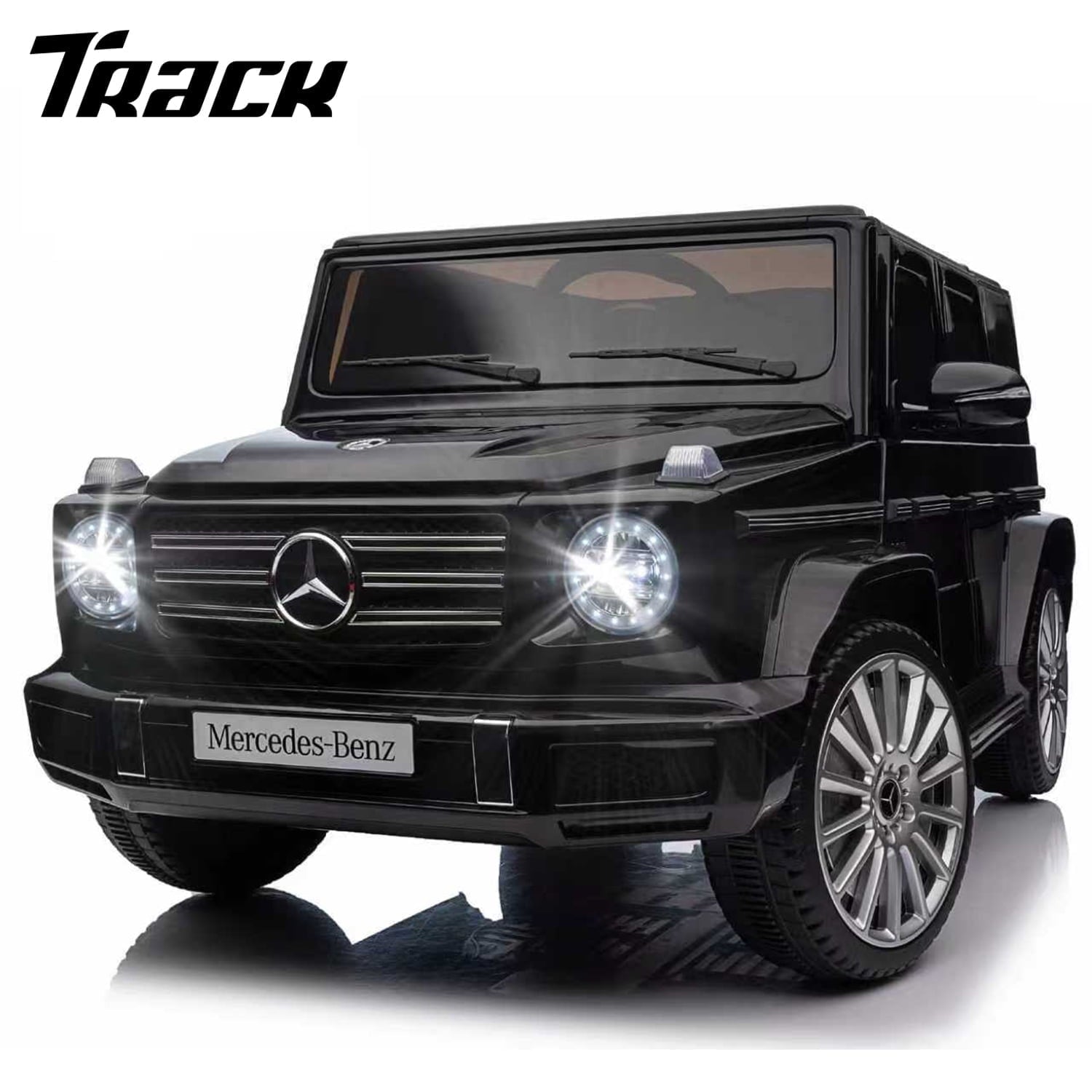 Track Seven 24V Ride on Car, Licensed Mercedes-Benz G500 Electric Car with Remote Control, Bluetooth, LED Lights, Max Speed 5.7 mph, 24V Ride on Truck for Boys Girls Age 3+, White