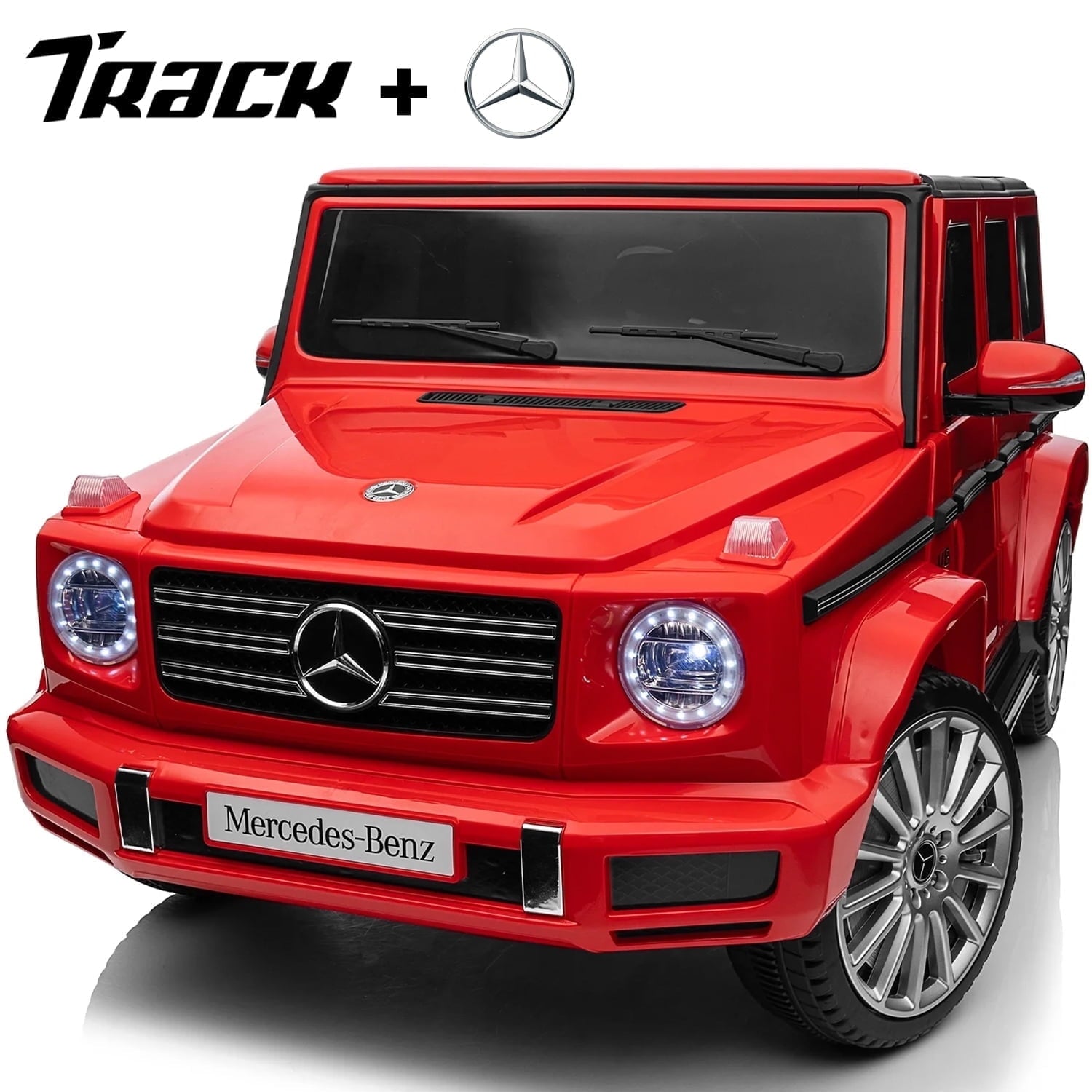 Track Seven 24V Ride on Car, Licensed Mercedes-Benz G500 Electric Car with Remote Control, Bluetooth, LED Lights, Max Speed 5.7 mph, 24V Ride on Truck for Boys Girls Age 3+, White