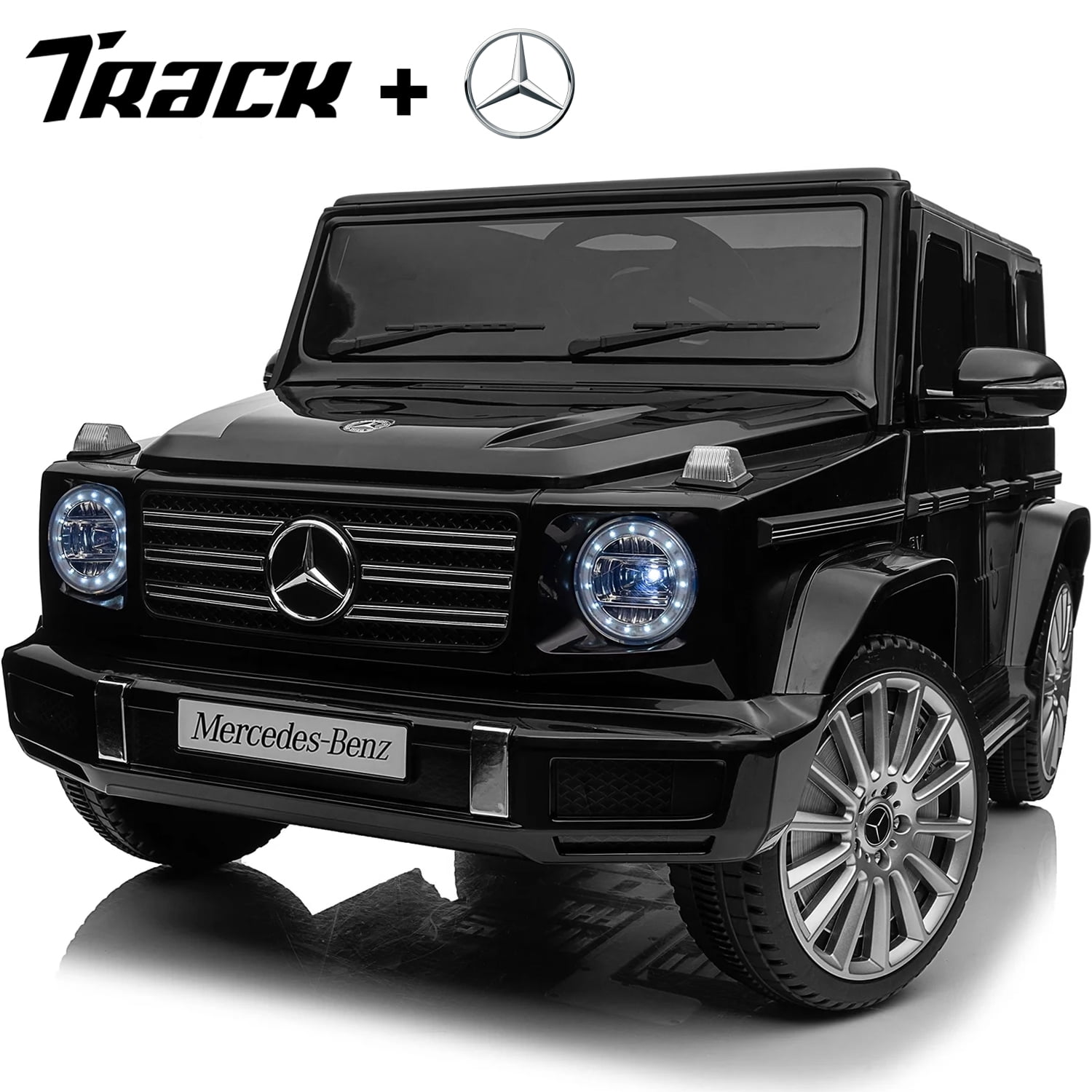 Track 7 24V Ride on Car, Licensed Mercedes-Benz G500 Electric Car with Remote Control, USB, Bluetooth, LED Lights, Ride on Truck for Boys Girls Age 3+, White