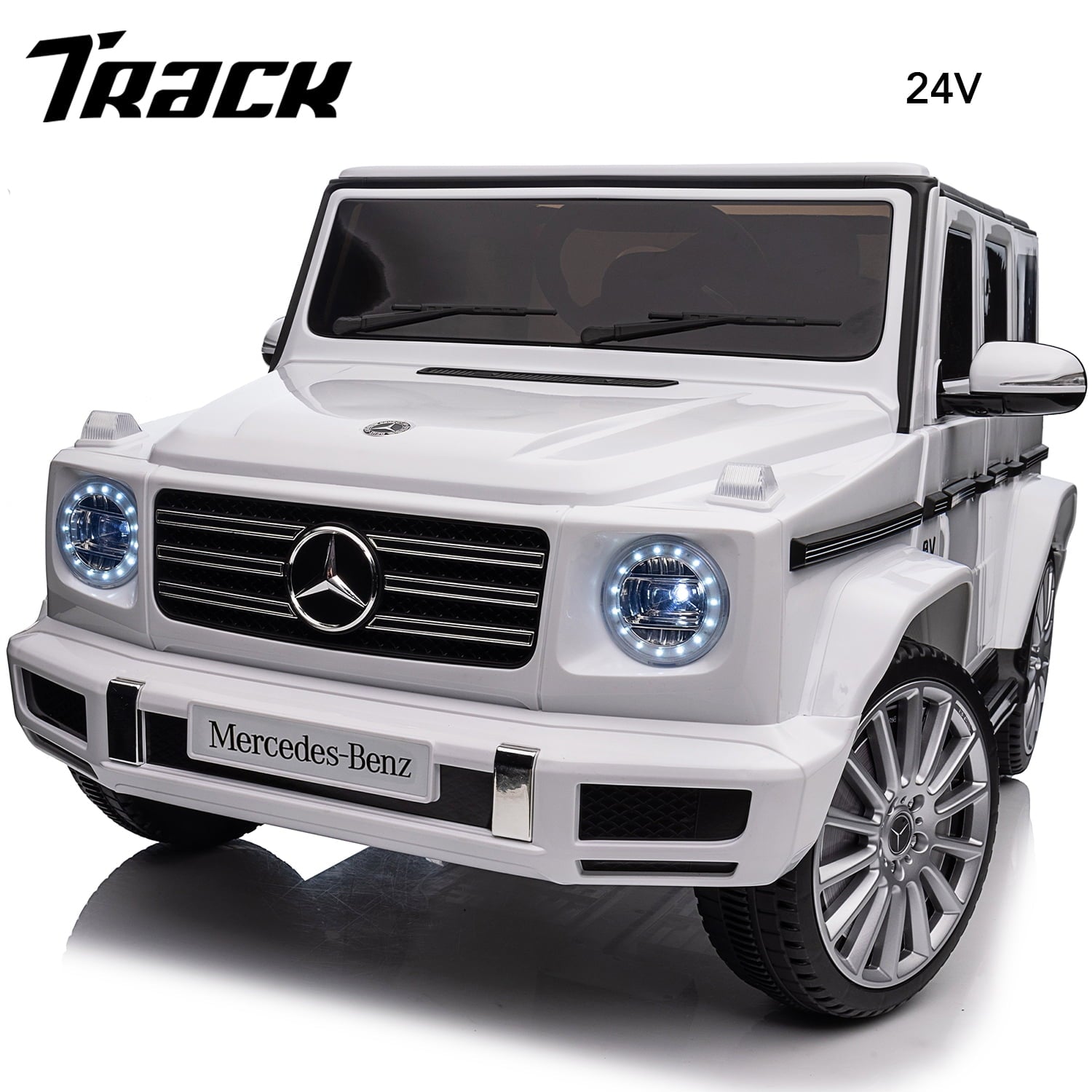 Track 7 24V Ride on Car, Licensed Mercedes-Benz G500 Electric Car with Remote Control, USB, Bluetooth, LED Lights, Ride on Truck for Boys Girls Age 3+, Red
