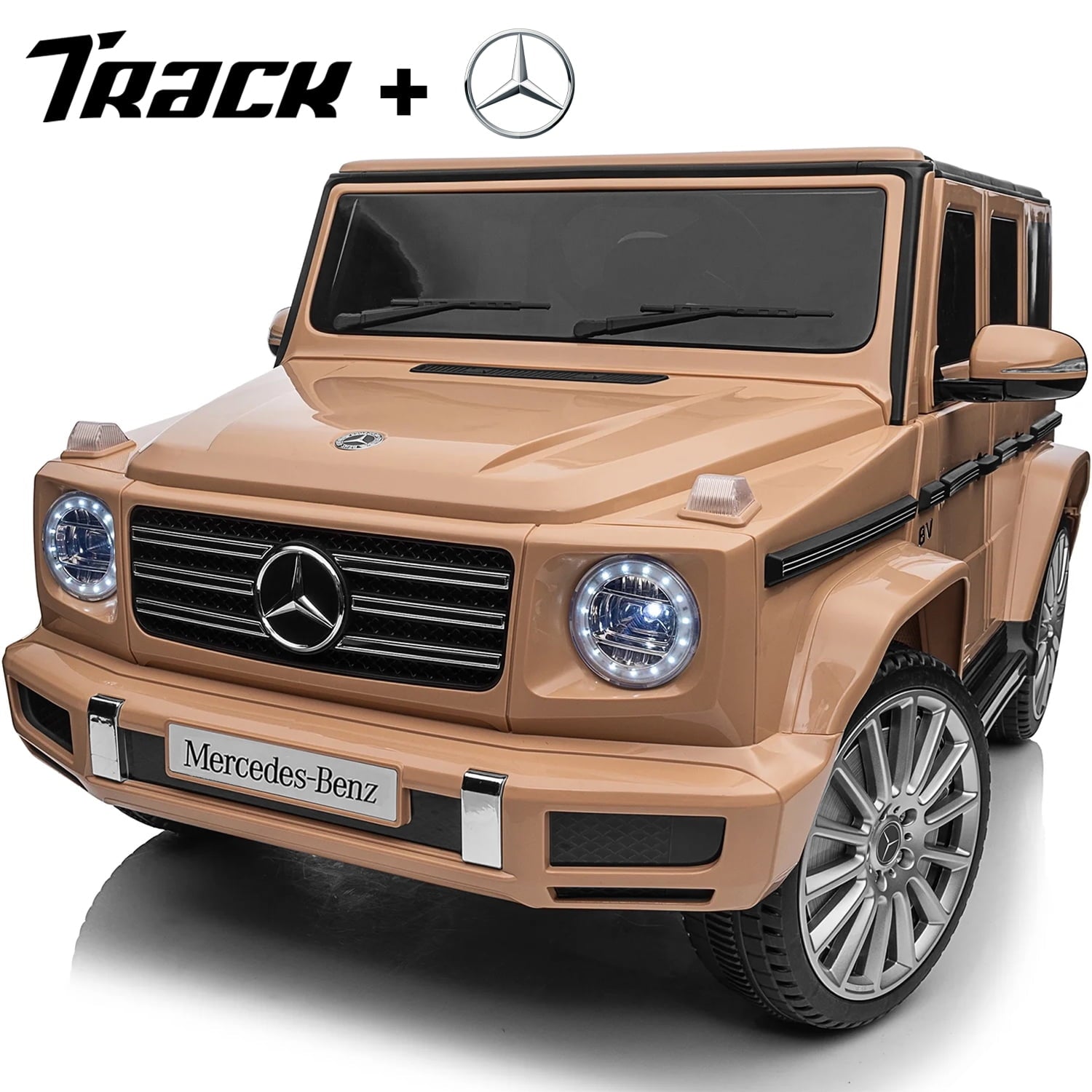 Track 7 24V Ride on Car, Licensed Mercedes-Benz G500 Electric Car with Remote Control, USB, Bluetooth, LED Lights, Ride on Truck for Boys Girls Age 3+, White