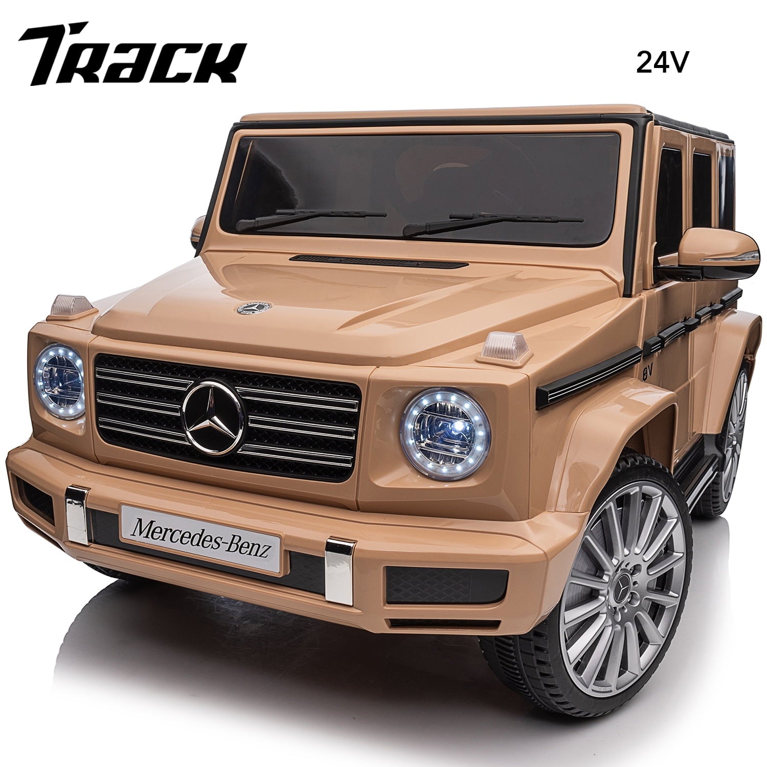 Track 7 24V Ride on Car, Licensed Mercedes-Benz G500 Electric Car with Remote Control, USB, Bluetooth, LED Lights, Ride on Truck for Boys Girls Age 3+, Red