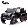 Track Seven 24V Ride on Car, Licensed Mercedes Benz G63 24V Electric Car with Remote Control, Music, Bluetooth, Leather Seat, 6 Wheels Kids Ride on Truck, Black