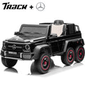 Track 7 24V Ride on Car, Licensed Mercedes Benz G63 24V Electric Car with Remote Control, Music, Bluetooth, Leather Seat, 6 Wheels Kids Ride on Truck, Red