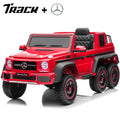 Track 7 24V Ride on Car, Licensed Mercedes Benz G63 24V Electric Car with Remote Control, Music, Bluetooth, Leather Seat, 6 Wheels Kids Ride on Truck, Red