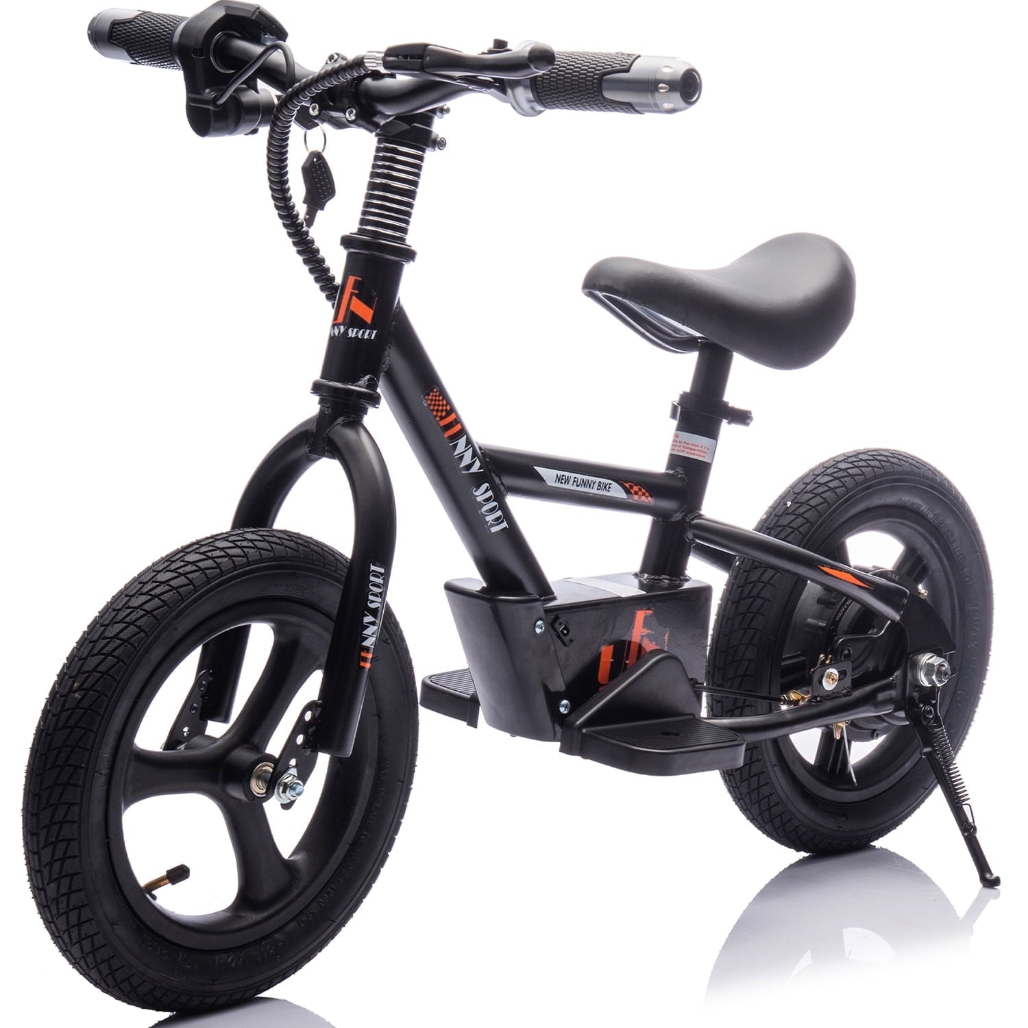 Track Seven 24V Electric Dirt Bike for Kids, 150W Electric Motorcycle Up to 10 MPH, Hand-Operated Brakes Electric Balance Bike for Ages 3+, Power Display, Height Adjustable, Key Start, Black