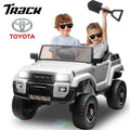 Track 7 24V Ride on Car, Licensed Toyota LC 250 2-Seater Electric Car for Boys Girls, 24V Ride on Car with Remote Control, Music, Bluetooth, Front Storage Space, Shovel,  White