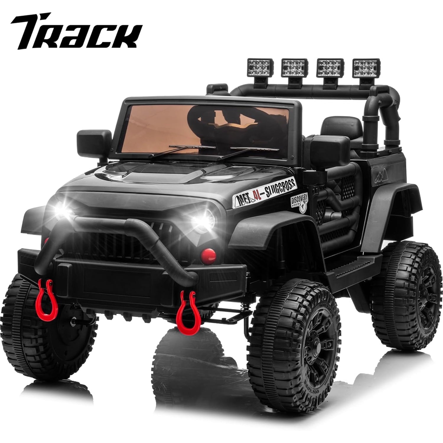 Track 7 24V Ride on Car Truck, Battery Powered Ride on Car with Remote Control,  400W Electric Vehicle w/3 Speeds, Bluetooth, Music Player for Boys Girls Aged 3+, White