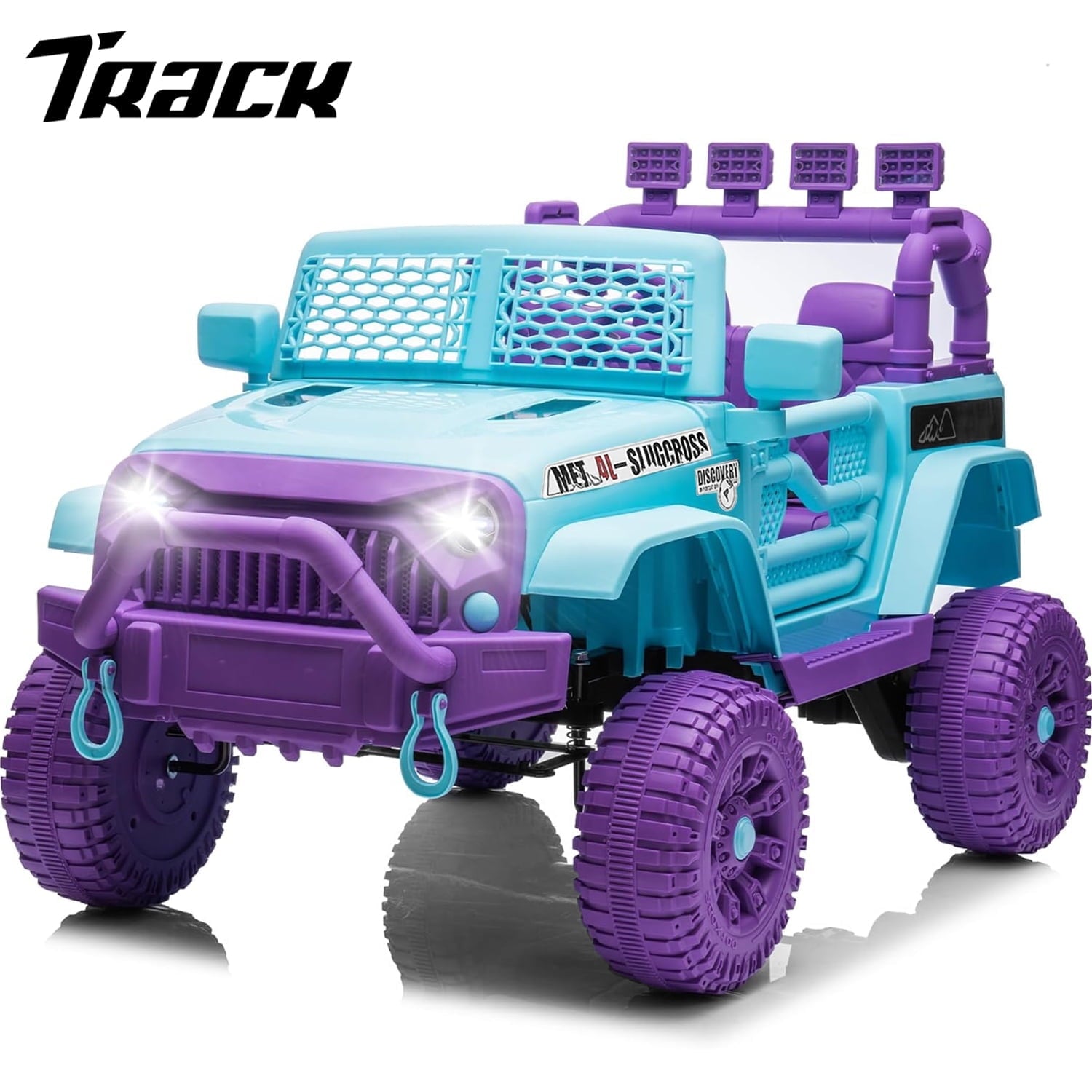 Track 7 24V Ride on Car Truck, Battery Powered Ride on Car with Remote Control,  400W Electric Vehicle w/3 Speeds, Bluetooth, Music Player for Boys Girls Aged 3+, White