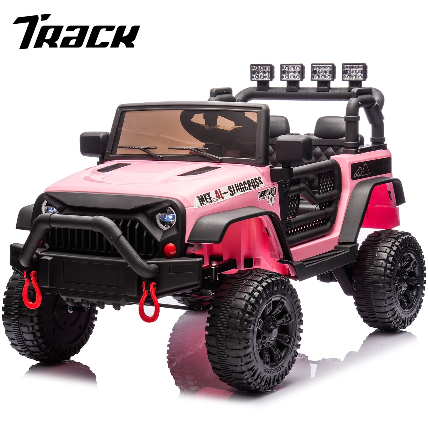 Track 7 24V Ride on Car Truck, Battery Powered Ride on Car with Remote Control,  400W Electric Vehicle w/3 Speeds, Bluetooth, Music Player for Boys Girls Aged 3+, White