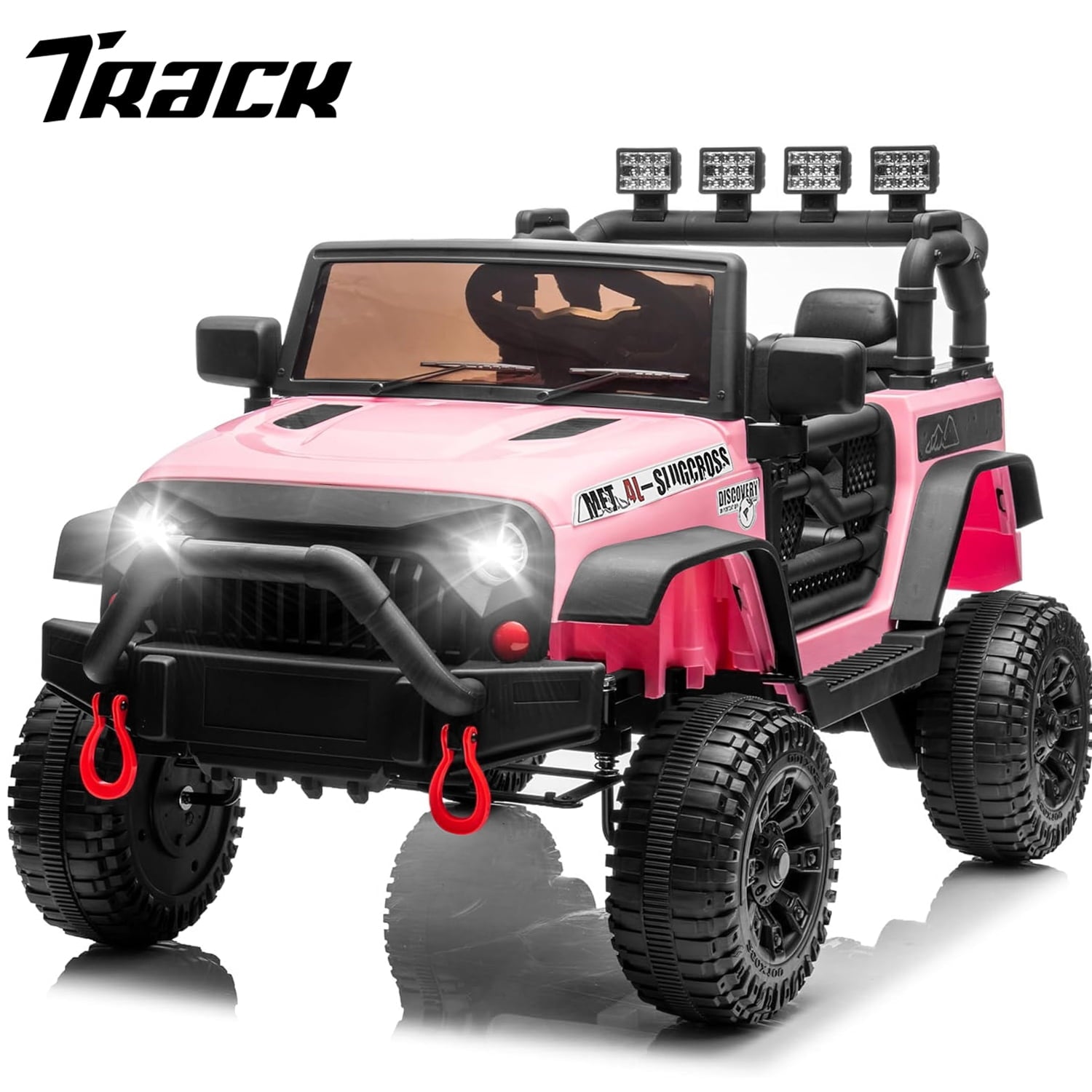 Track 7 24V Ride on Car Truck, Battery Powered Ride on Car with Remote Control,  400W Electric Vehicle w/3 Speeds, Bluetooth, Music Player for Boys Girls Aged 3+, White