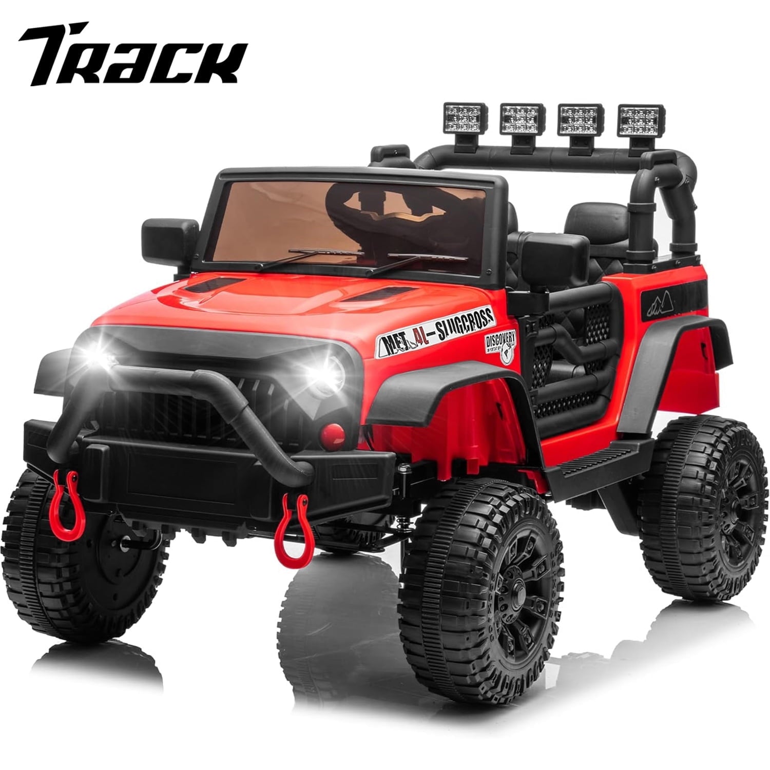 Track 7 24V Ride on Car Truck, Battery Powered Ride on Car with Remote Control,  400W Electric Vehicle w/3 Speeds, Bluetooth, Music Player for Boys Girls Aged 3+, White