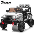 Track 7 24V Ride on Car Truck, Battery Powered Ride on Car with Remote Control,  400W Electric Vehicle w/3 Speeds, Bluetooth, Music Player for Boys Girls Aged 3+, White