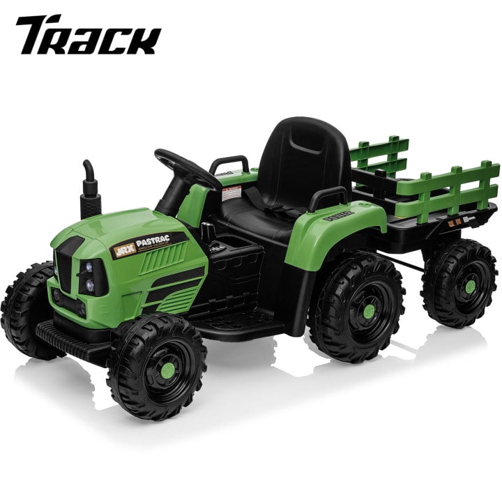 Track 7 24V Ride on Tractor, 400W Electric Tractor with Detachable Trailer, Remote Control, USB, MP3, Power Display, LED Lights, Max Speed 4.97 mph, 24V Electric Car for Boys Girls Age 3+, Blue