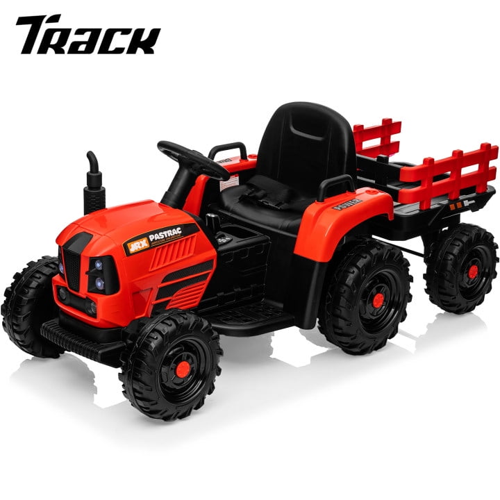Track 7 24V Ride on Tractor, 400W Electric Tractor with Detachable Trailer, Remote Control, USB, MP3, Power Display, LED Lights, Max Speed 4.97 mph, 24V Electric Car for Boys Girls Age 3+, Blue