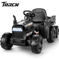 Track 7 24V Ride on Tractor with Trailer, 400W Motor, 6-Wheels Ride on Car with Remote Control, Music, Lights, 24V Electric Tractor Max Speed 4.9 mph, Black