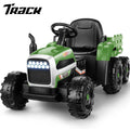 Track 7 24V Ride on Tractor with Trailer, 400W Motor, 6-Wheels Ride on Car with Remote Control, Music, Lights, 24V Electric Tractor Max Speed 4.9 mph, Green