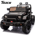 Track 7 24V Ride on Truck, 2 Seater Ride On Toy Car for Big Kids, 19.7" Large Wide Seat, 4WD Electric Truck Car with Music, Bluetooth, Light and Searchlight, Max Speed 4.35 mph, Black