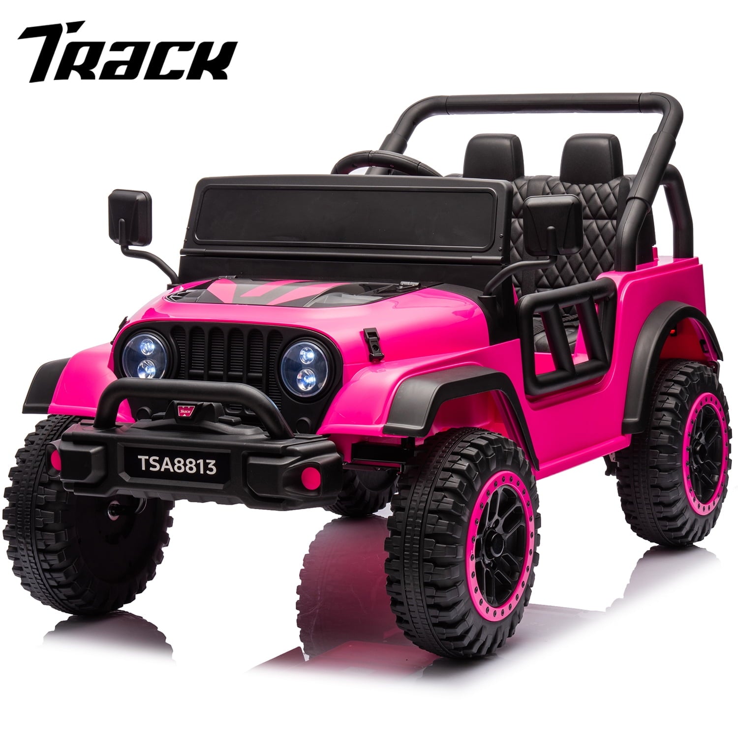 Track 7 24V Ride on Truck, Electric Car for Boys Girls, Ride on Car with Remote Control, Music, Bluetooth, Lights, Spring Suspension, Blue