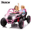 Track Seven 24V Ride on UTV, 2-Seater Ride on Car, 20" Width Seat, 4.97 mph Speed, 400W Motor, Remote Control, Bluetooh, MP3, LED Lights, Rear Storage, Off-Road Electric Car for Boys Girls Age 3+, Pink