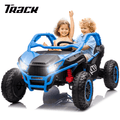 Track 7 24V Ride on UTV, 2-Seater Ride on Car, 20" Width Seat, 4.97 mph Speed, 400W Motor, Remote Control, Bluetooh, MP3, LED Lights, Rear Storage, Off-Road Electric Car for Boys Girls Age 3+, Blue