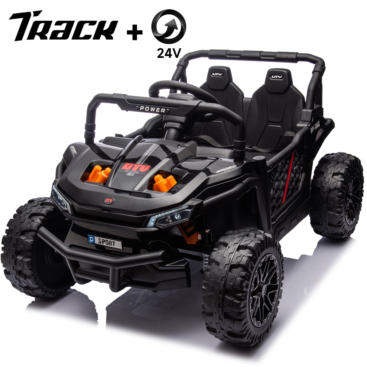 Track 7 24V Ride on UTV, Kids Ride on Car with Remote Control, Off-Road Electric UTV, 20" Large Seat, Bluetooth, LED Lights, Rear Storage, Early Education, Electric Car for Kids Age 3+, Pink