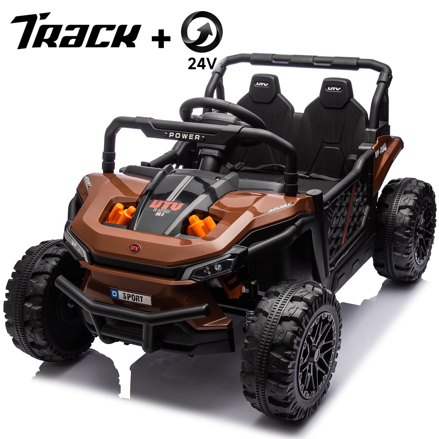 Track 7 24V Ride on UTV, Kids Ride on Car with Remote Control, Off-Road Electric UTV, 20" Large Seat, Bluetooth, LED Lights, Rear Storage, Early Education, Electric Car for Kids Age 3+, Pink