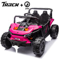Track 7 24V Ride on UTV, Kids Ride on Car with Remote Control, Off-Road Electric UTV, 20" Large Seat, Bluetooth, LED Lights, Rear Storage, Early Education, Electric Car for Kids Age 3+, Pink