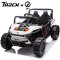 Track 7 24V Ride on UTV, Kids Ride on Car with Remote Control, Off-Road Electric UTV, 20" Large Seat, Bluetooth, LED Lights, Rear Storage, Early Education, Electric Car for Kids Age 3+, White