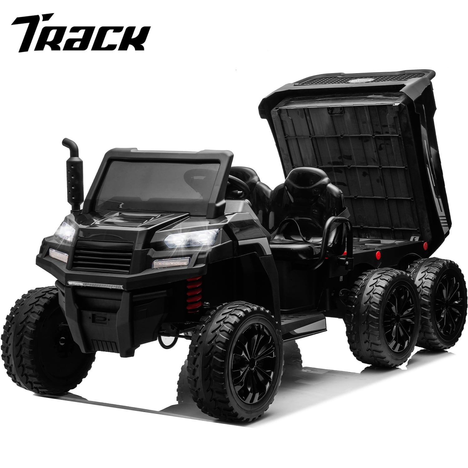 Track 7 24V Ride on Car, 2-Seater Ride On Dump Truck, 6 Wheels Electric Car with Remote Control, Music, Shift Lever, off-Road Ride on UTV, White