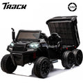 Track Seven 24V Ride on Car, 2-Seater Ride On Dump Truck, 6 Wheels Electric Car with Remote Control, Music, Shift Lever, off-Road Ride on UTV, Black
