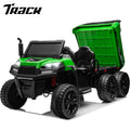 Track 7 24V Ride on Car, 2-Seater Ride On Dump Truck, 6 Wheels Electric Car with Remote Control, Music, Shift Lever, off-Road Ride on UTV, Green