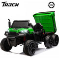 Track Seven 24V Ride on Car, 2-Seater Ride On Dump Truck, 6 Wheels Electric Car with Remote Control, Music, Shift Lever, off-Road Ride on UTV, Green