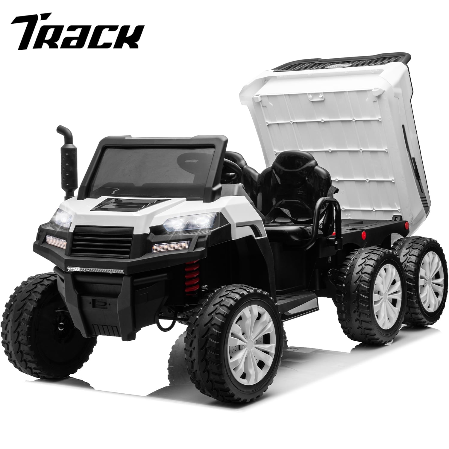 Track 7 24V Ride on Car, 2-Seater Ride On Dump Truck, 6 Wheels Electric Car with Remote Control, Music, Shift Lever, off-Road Ride on UTV, Green