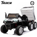Track 7 24V Ride on Car, 2-Seater Ride On Dump Truck, 6 Wheels Electric Car with Remote Control, Music, Shift Lever, off-Road Ride on UTV, White