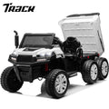 Track 7 24V Ride on Car, 2-Seater Ride On Dump Truck, 6 Wheels Electric Car with Remote Control, Music, Shift Lever, off-Road Ride on UTV, White