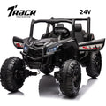 Track 7 24V Ride on UTV, 2-Seater Ride on Car with Remote Control, Music, 2 Speed, Key Start, 4x4 Ride on Off-Road Truck, Black
