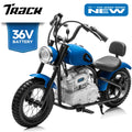 Track Seven 36V Electric Dirt Bike for kids, 350W Ride on Motorcycle with Twist Grip Throttle, Hand-Operated Brakes, Key Start, Off-Road Motocross Speed Up to 15 MPH, Age 8+, Blue