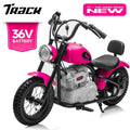 Track 7 36V Electric Dirt Bike for kids, 350W Ride on Motorcycle with Twist Grip Throttle, Hand-Operated Brakes, Key Start, Off-Road Motocross Speed Up to 15 MPH, Age 8+, Pink
