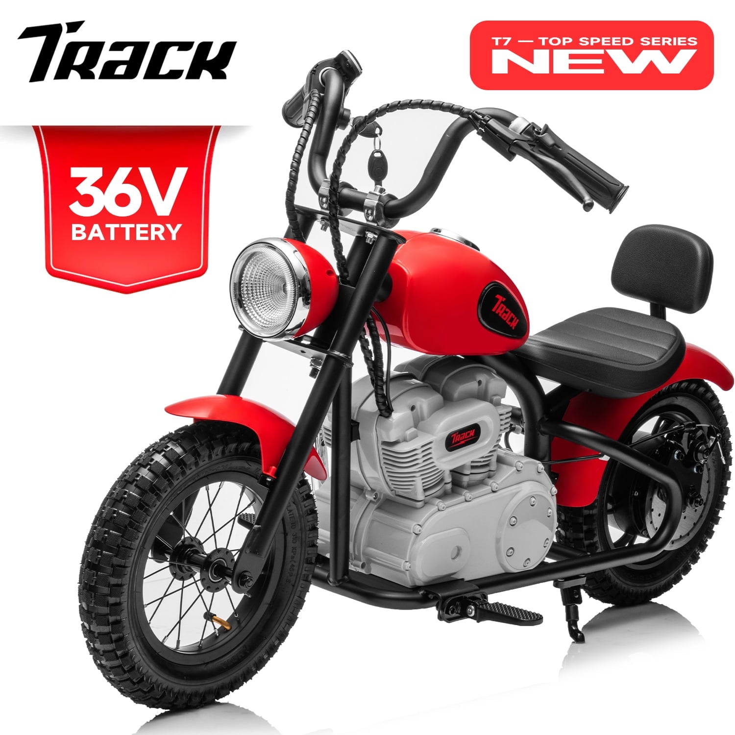 Track 7 36V Electric Dirt Bike for kids, 350W Ride on Motorcycle with Twist Grip Throttle, Hand-Operated Brakes, Key Start, Off-Road Motocross Speed Up to 15 MPH, Age 8+, Pink