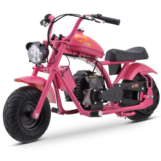 Track Seven 49CC 2-Stroke Kid Dirt Bike, Gas Powered Dirt Bike Off Road Trail Bike, EPA Approved Kids Dirt Bike Motorcycle Up to 20Mph, Rear Disc Brake, Pull Start, Pink